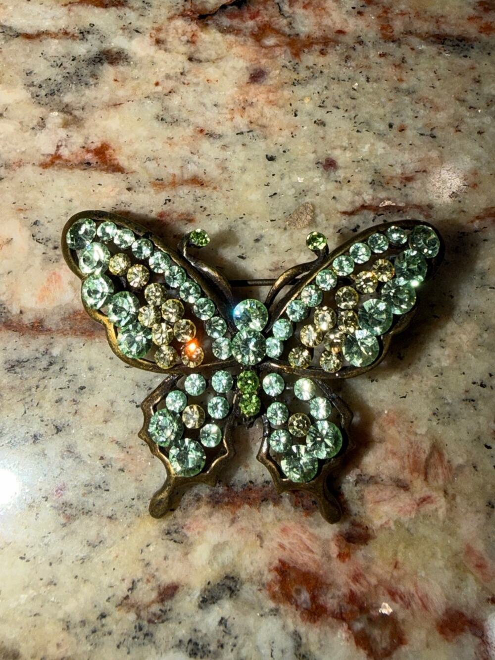 Vintage Style Rhinestone Butterfly Brooch